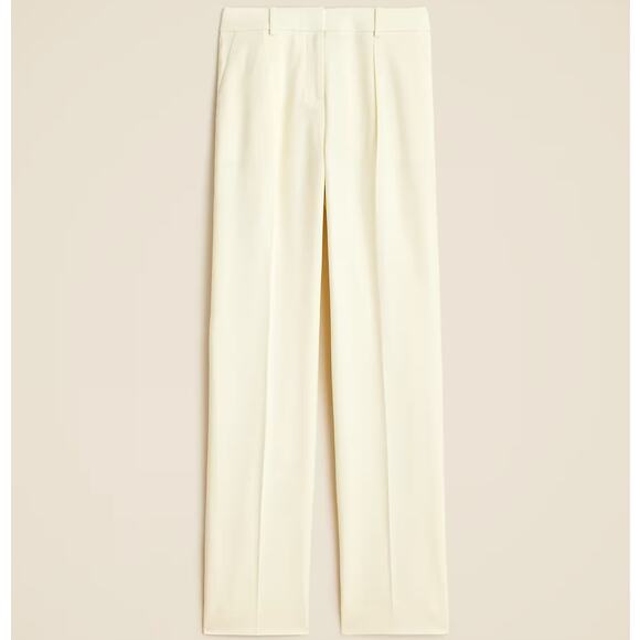 J.Crew Mid Rise Portia Pant Italian Stretch Merino Wool Blend Ivory US 10 NWT - Picture 1 of 13